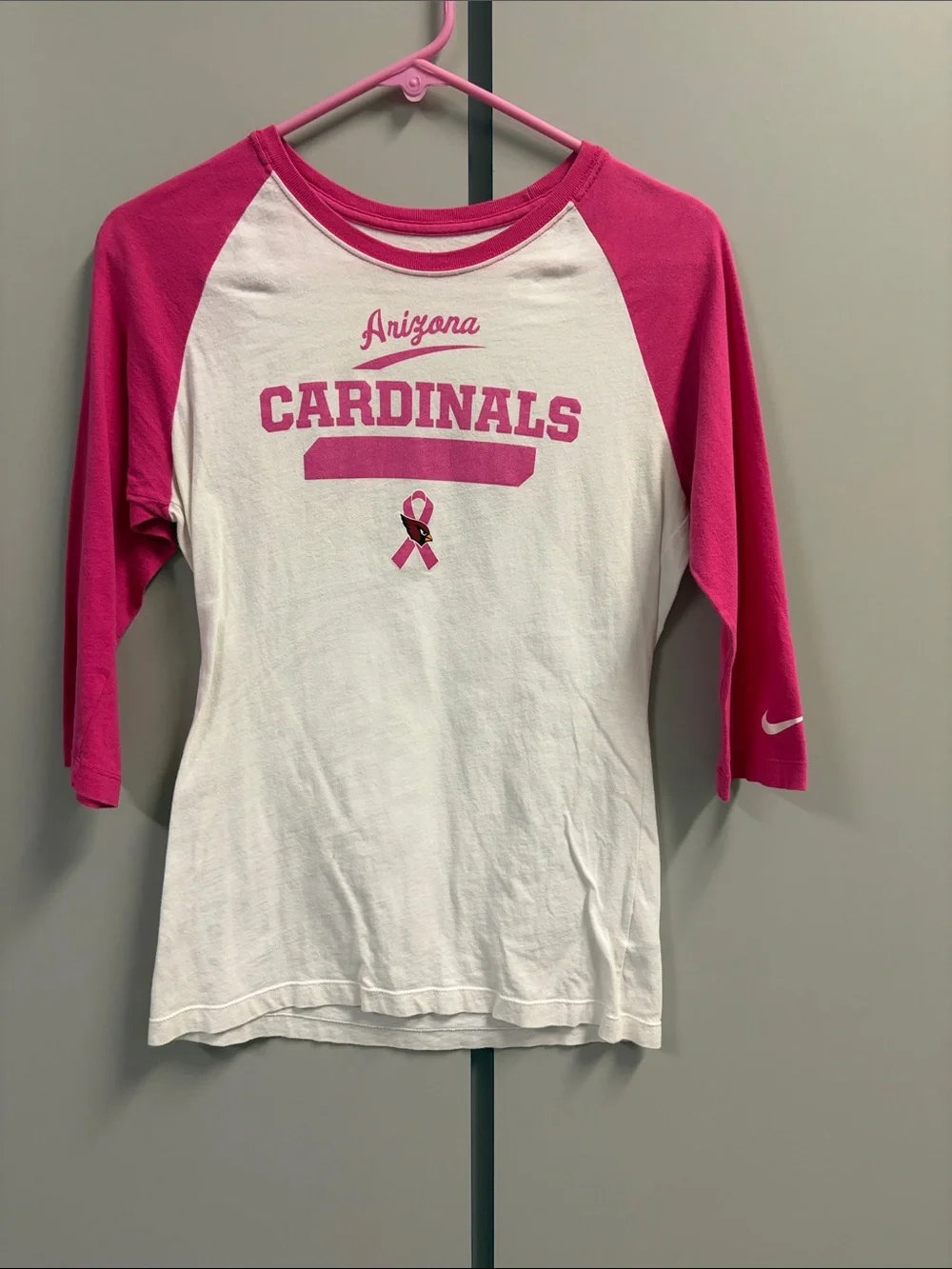 Nike White and Pink NFL Team Raglan Tee
